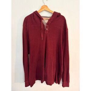 Flag & Anthem Hoodie XXL Burgundy Waffle Knit Henley Thermal Casual Gorpcore